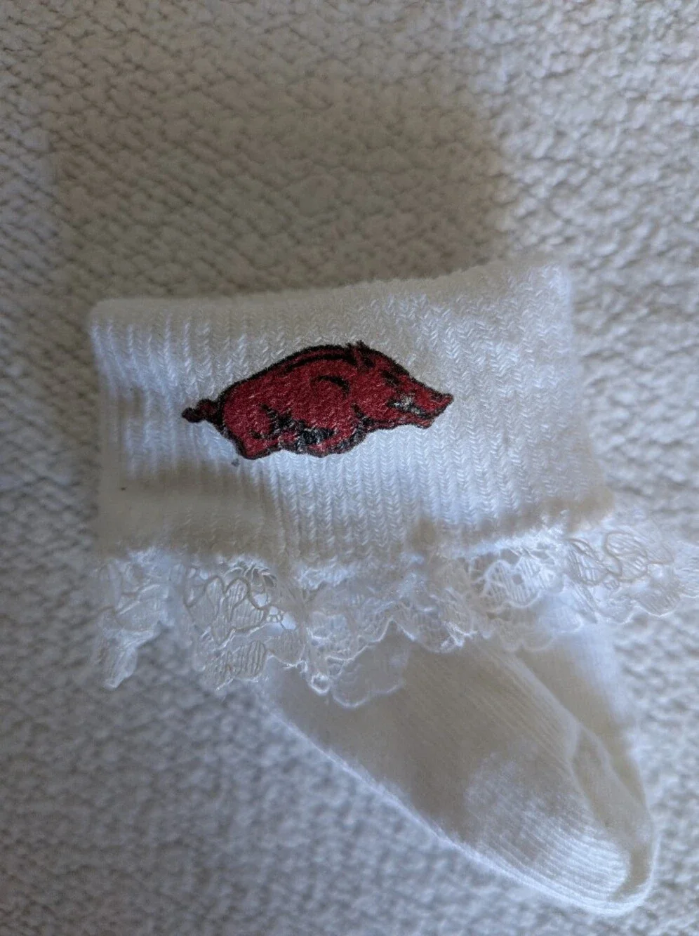 White Baby Socks with Razorback Lace Top